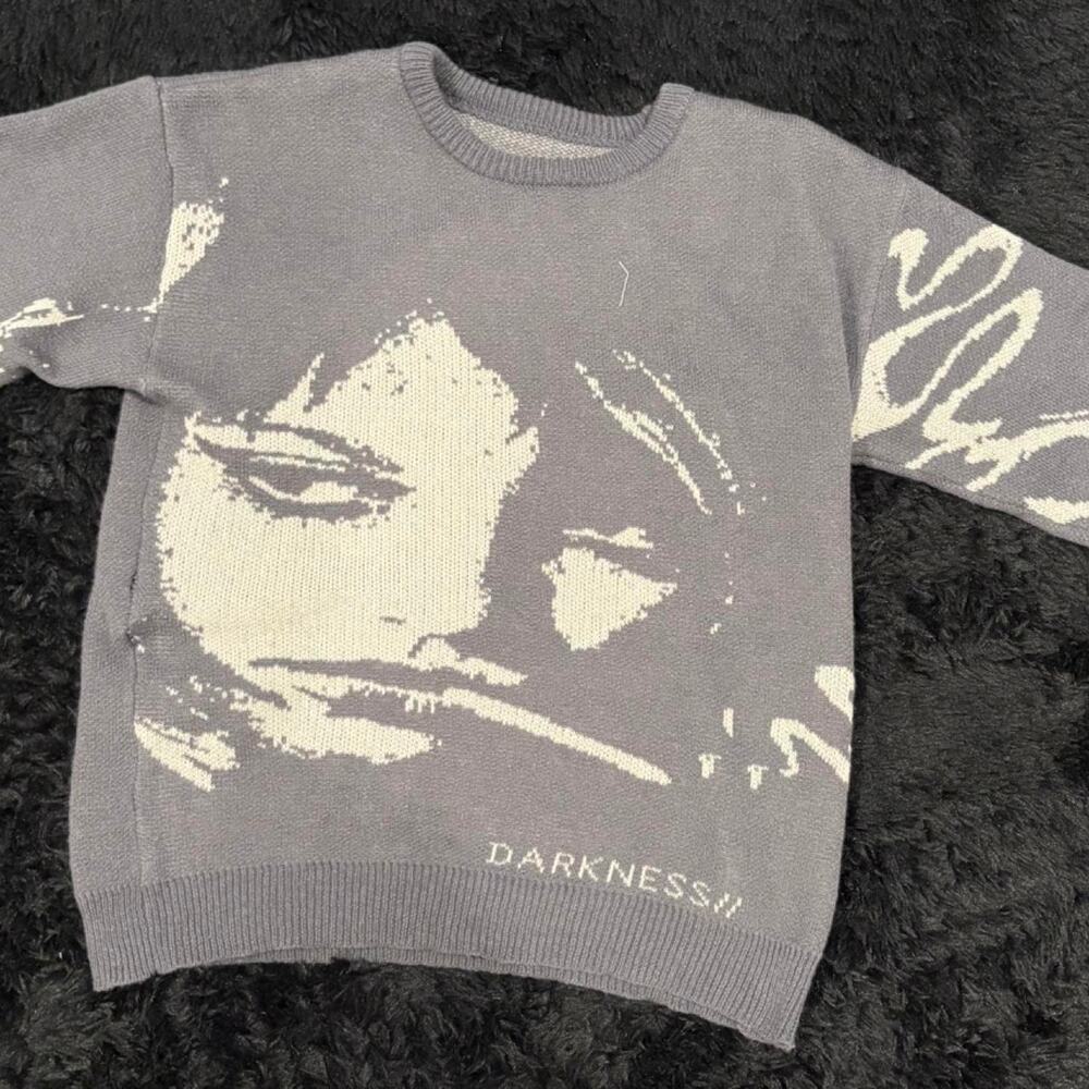 Gray white darkness sweater